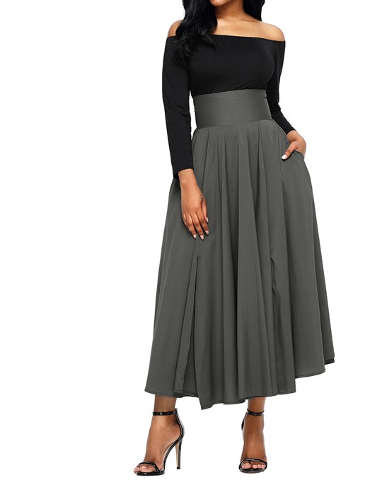 Jupe Longue Bouffante Femme - Taille élastique, Style Ballon Avec Volants - En Polyester, Coupe A - Pour Fête, Quotidien