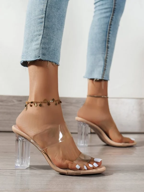 Sandales trasparentes à talons épais