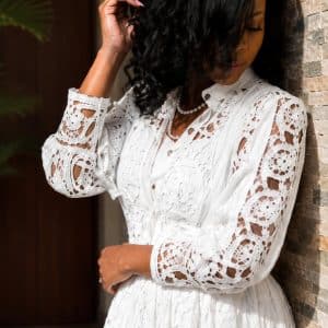 Ensemble jupe chemise en crochet