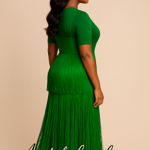 Robe frangée verte élégante