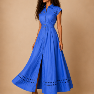 Robe longue Elegante ceinturée