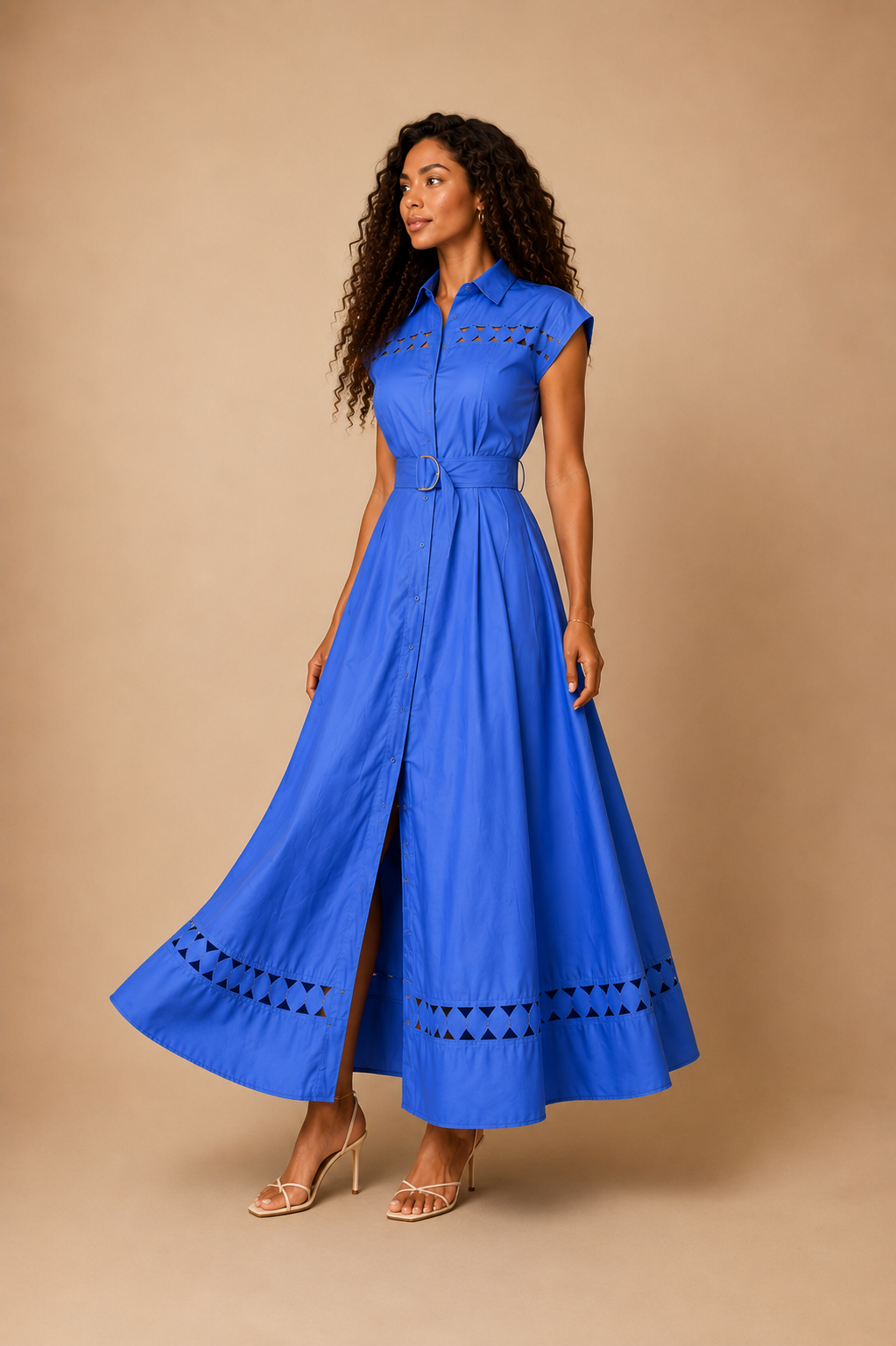 Robe longue Elegante ceinturée