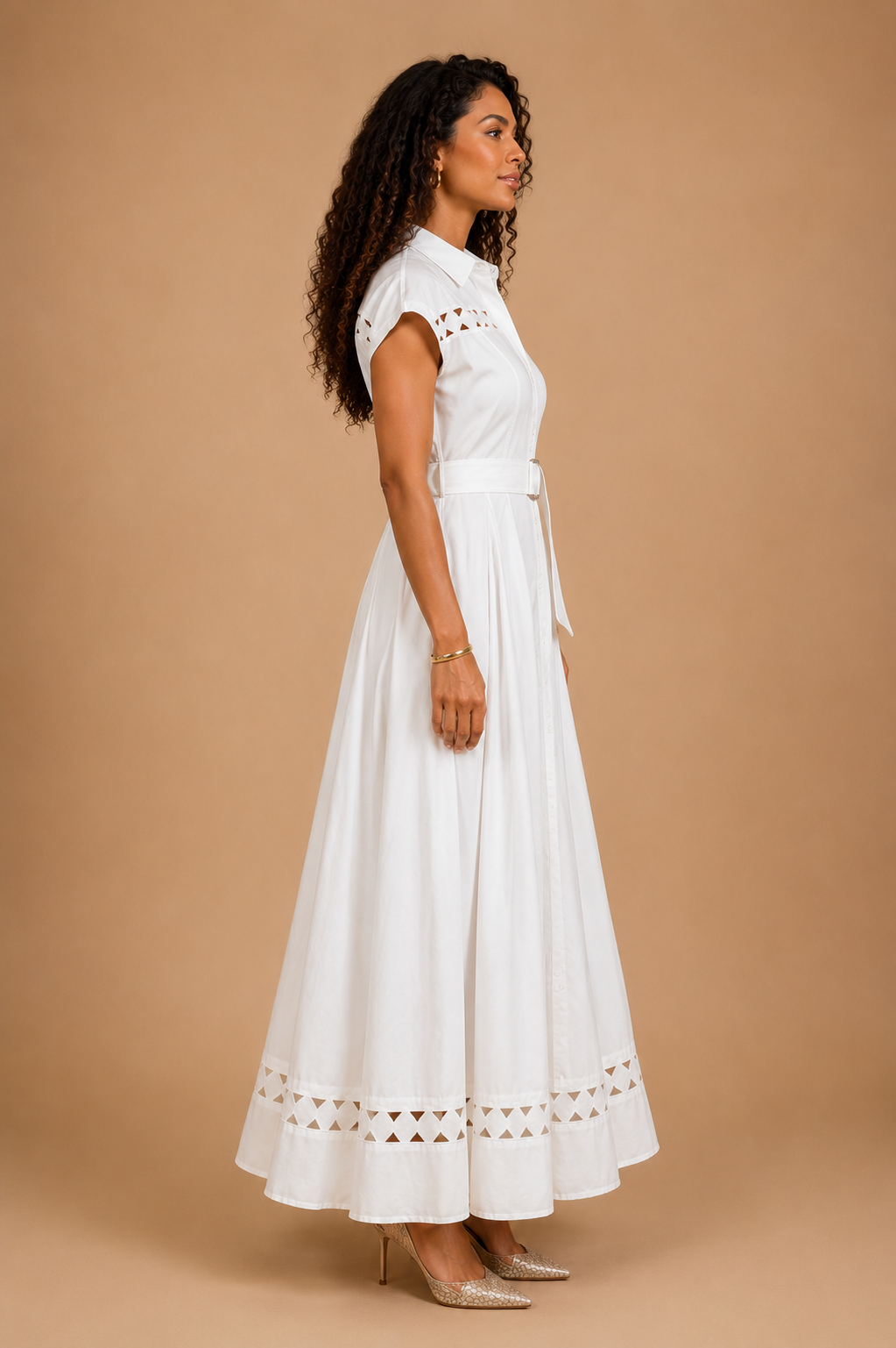 Robe longue Elegante ceinturée