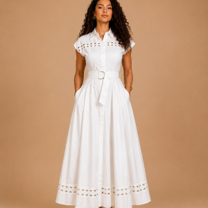 Robe longue Elegante ceinturée