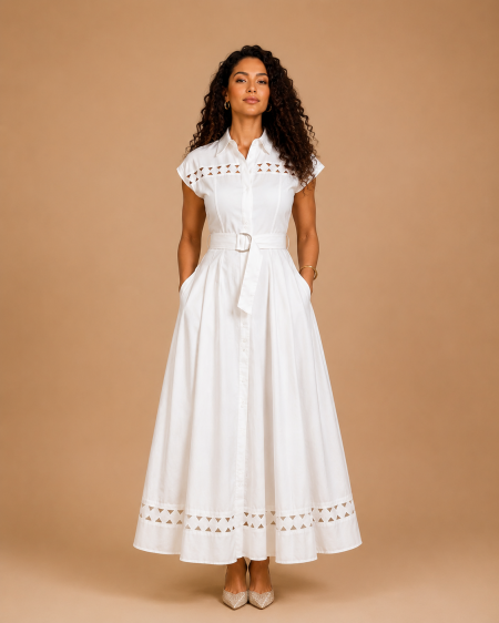 Robe longue Elegante ceinturée