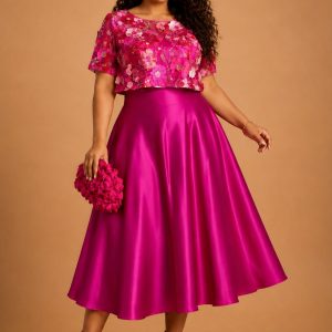Robe Satin Fuchsia Luxe