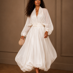 Robe Blanche Ballon Chic