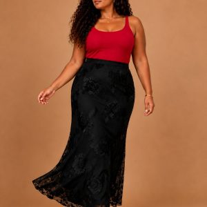 Jupe Longue Dentelle Noire Grande Taille